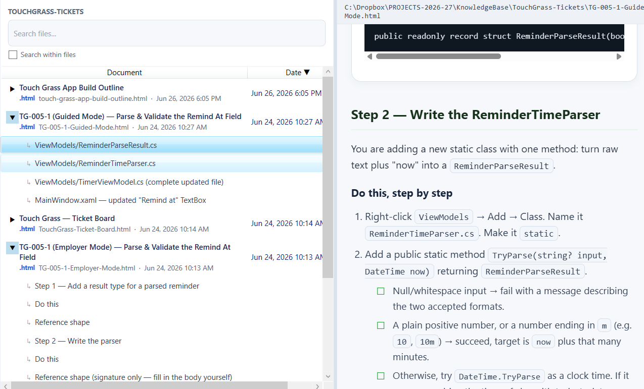 KnowledgeBaseViewer in use
