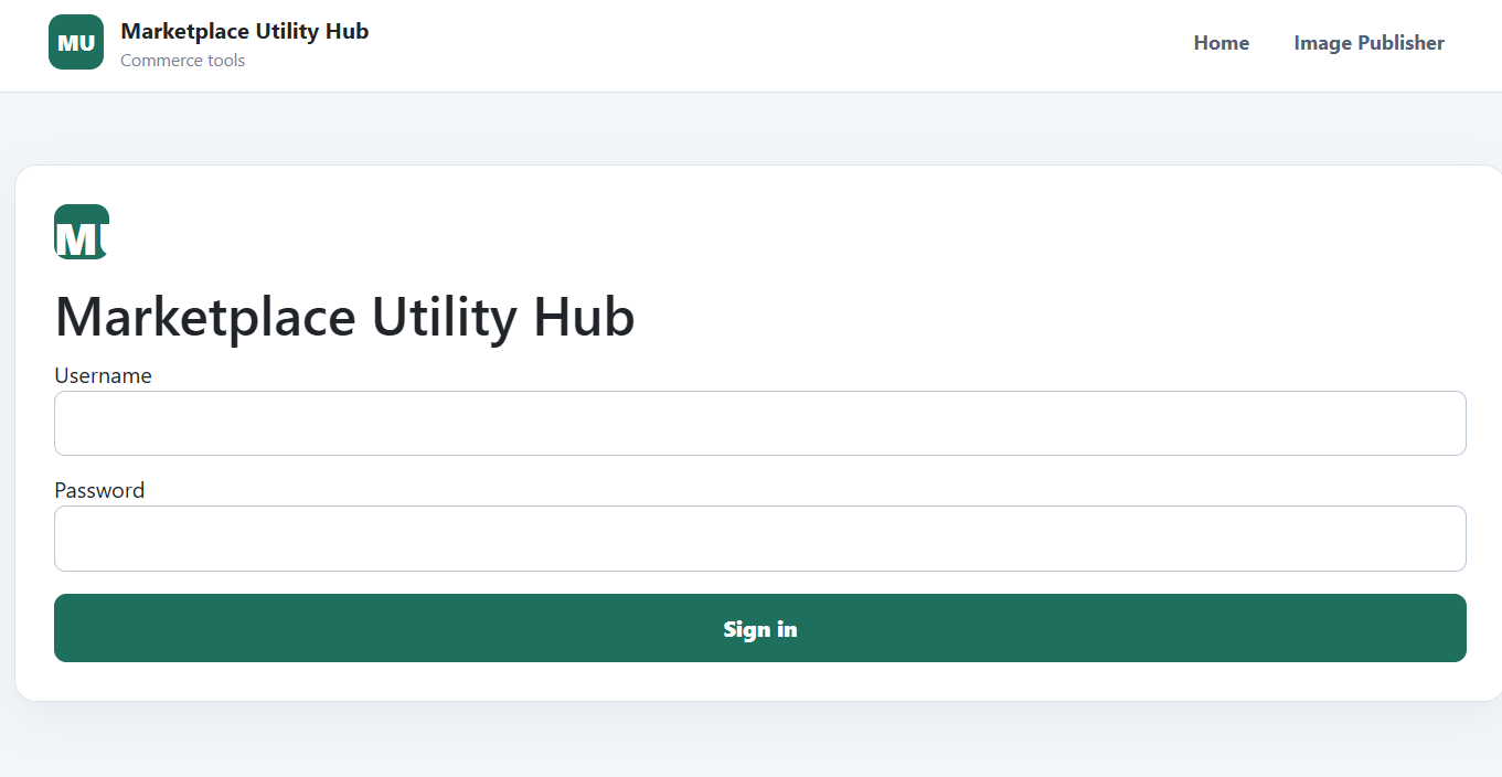 MarketplaceUtilityHub.Web login screen