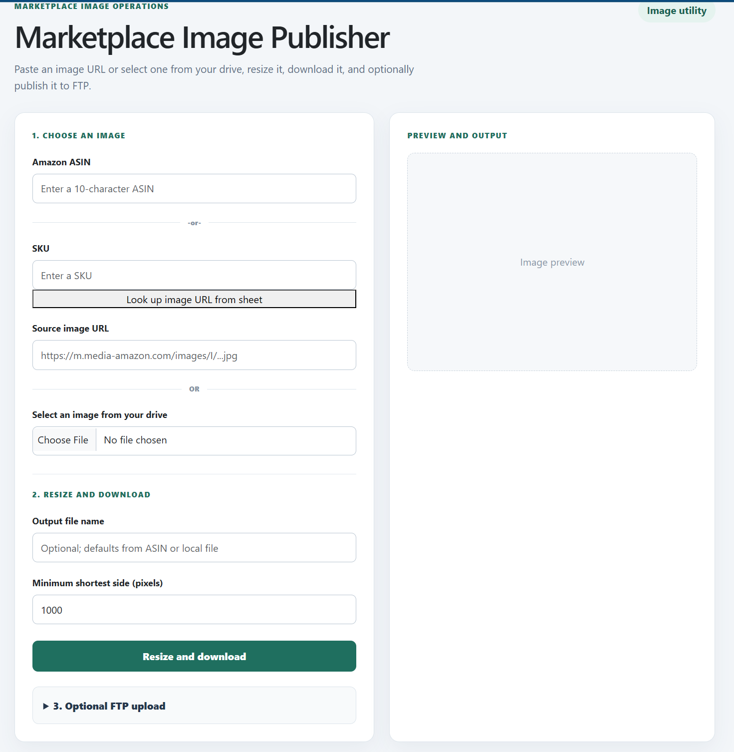 Marketplace Image Publisher form