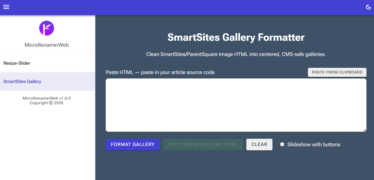MicroRenamerWEB in use