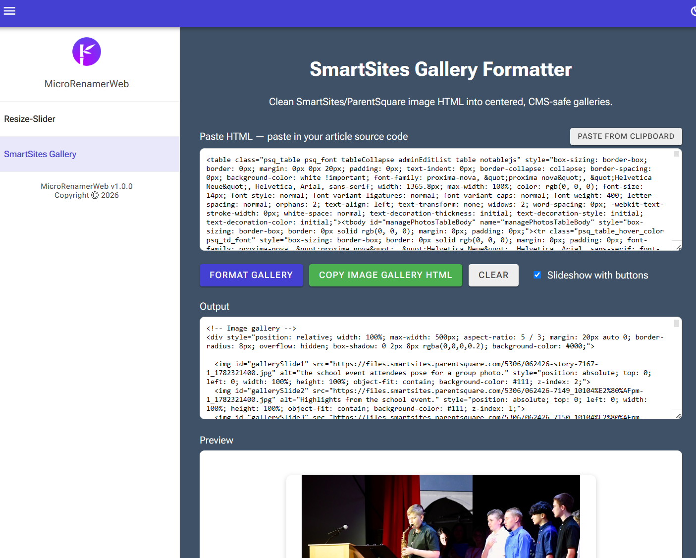 MicroRenamerWEB in use