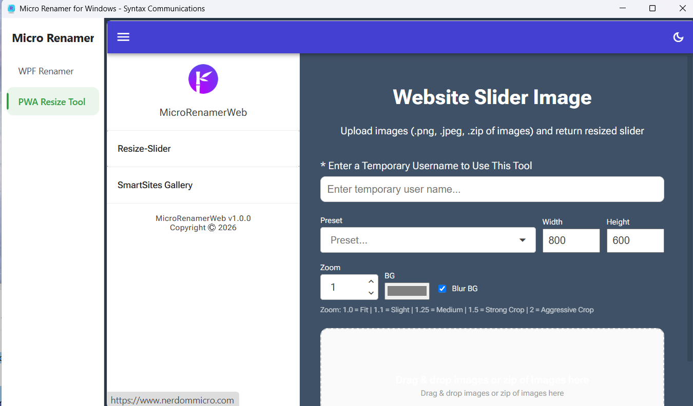 MicroRenamerWEB PWA tab